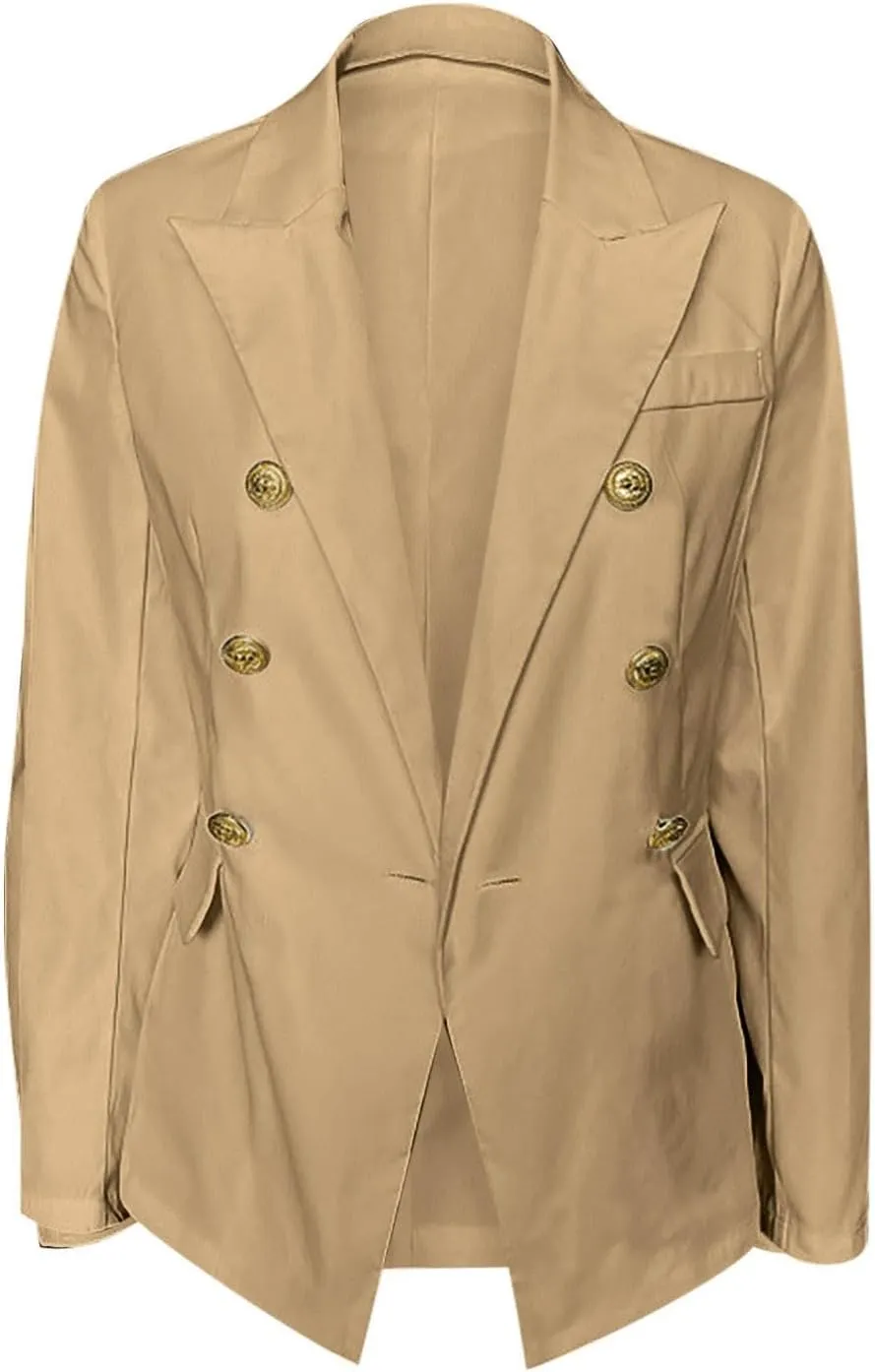 Womens Blazer Fashion Casual 2025 Office Work Button Jackets Long Sleeve Open Front Loose Lightweight Blazers