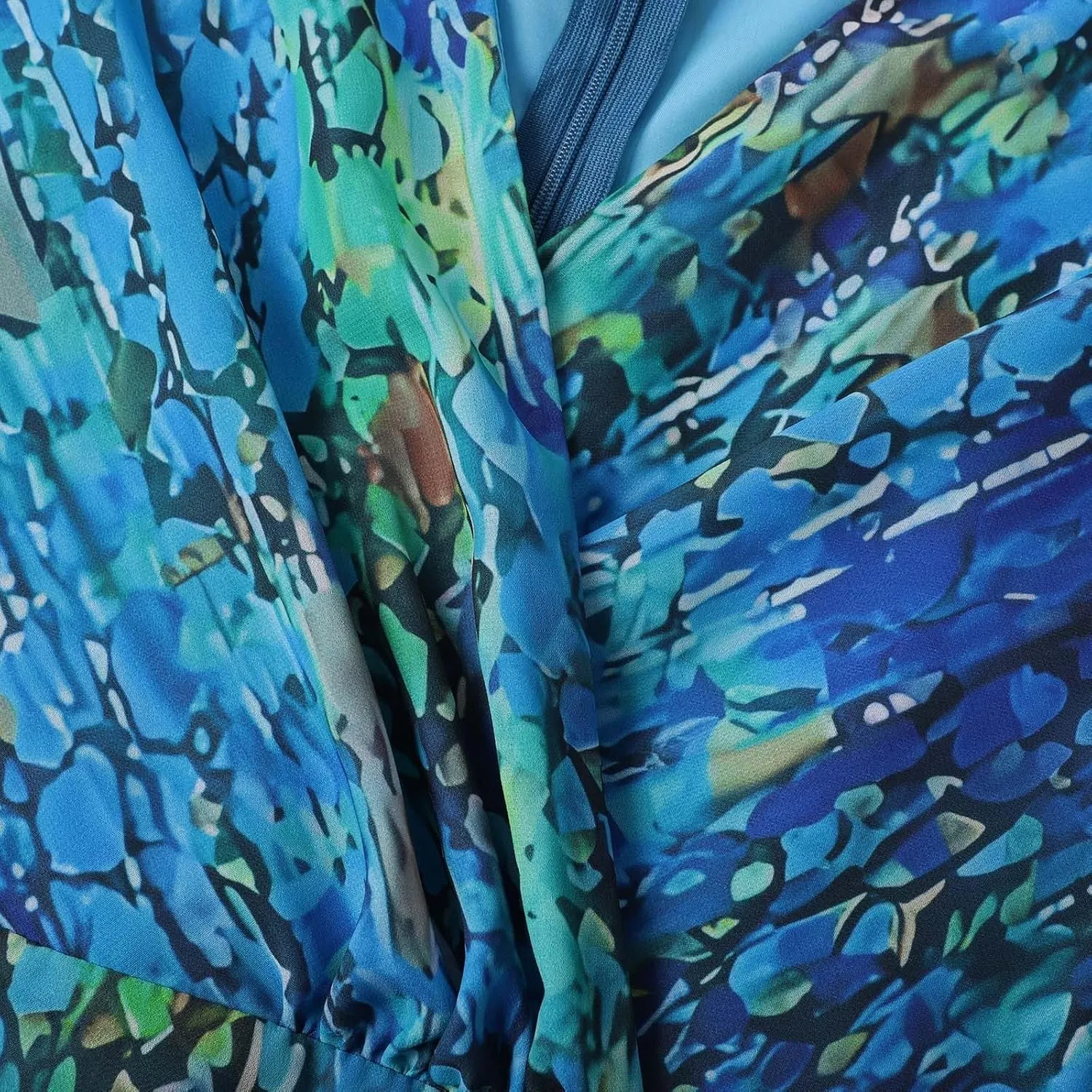 Women's Chiffon Cocktail Dress | Spring Summer Wrap Dress with Floral Print, Sexy Flowy Midi Dress for Wedding Guest