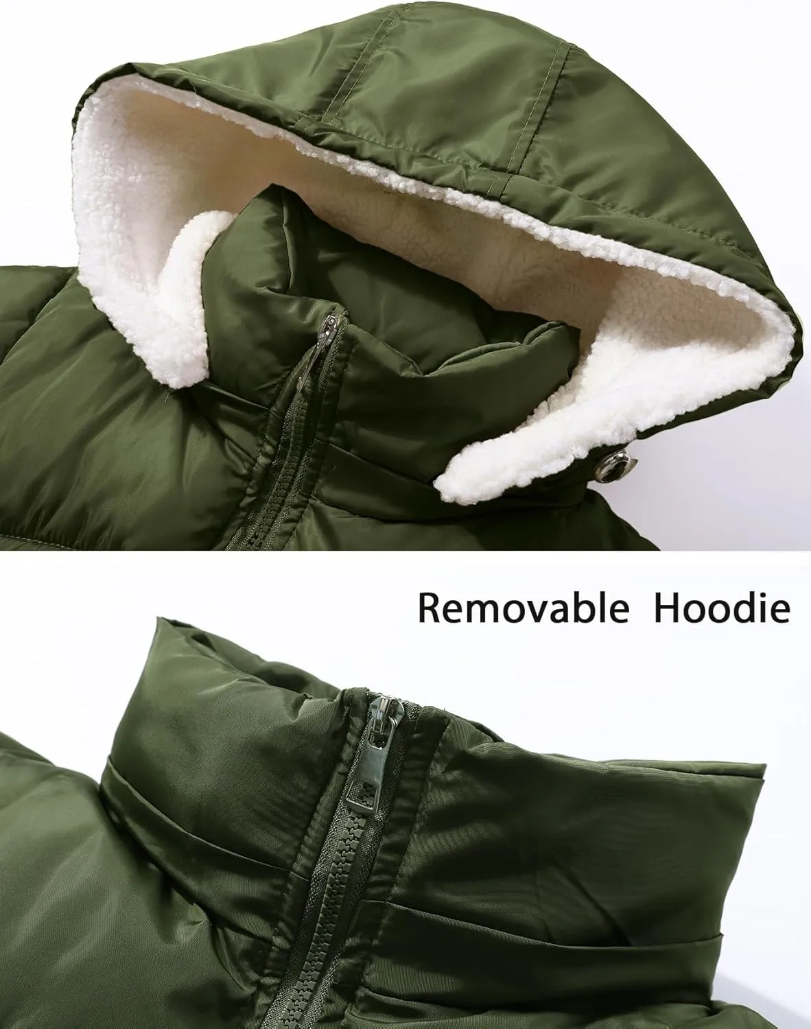 Women's Puffer Vest Hooded Button Down Zip Up Winter Outerwear Vests with Pockets
