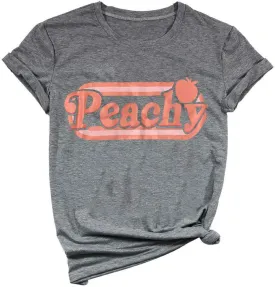 Ykomow Just Peachy T Shirt Womens Short Sleeve Casual Summer Graphic Tees Tops