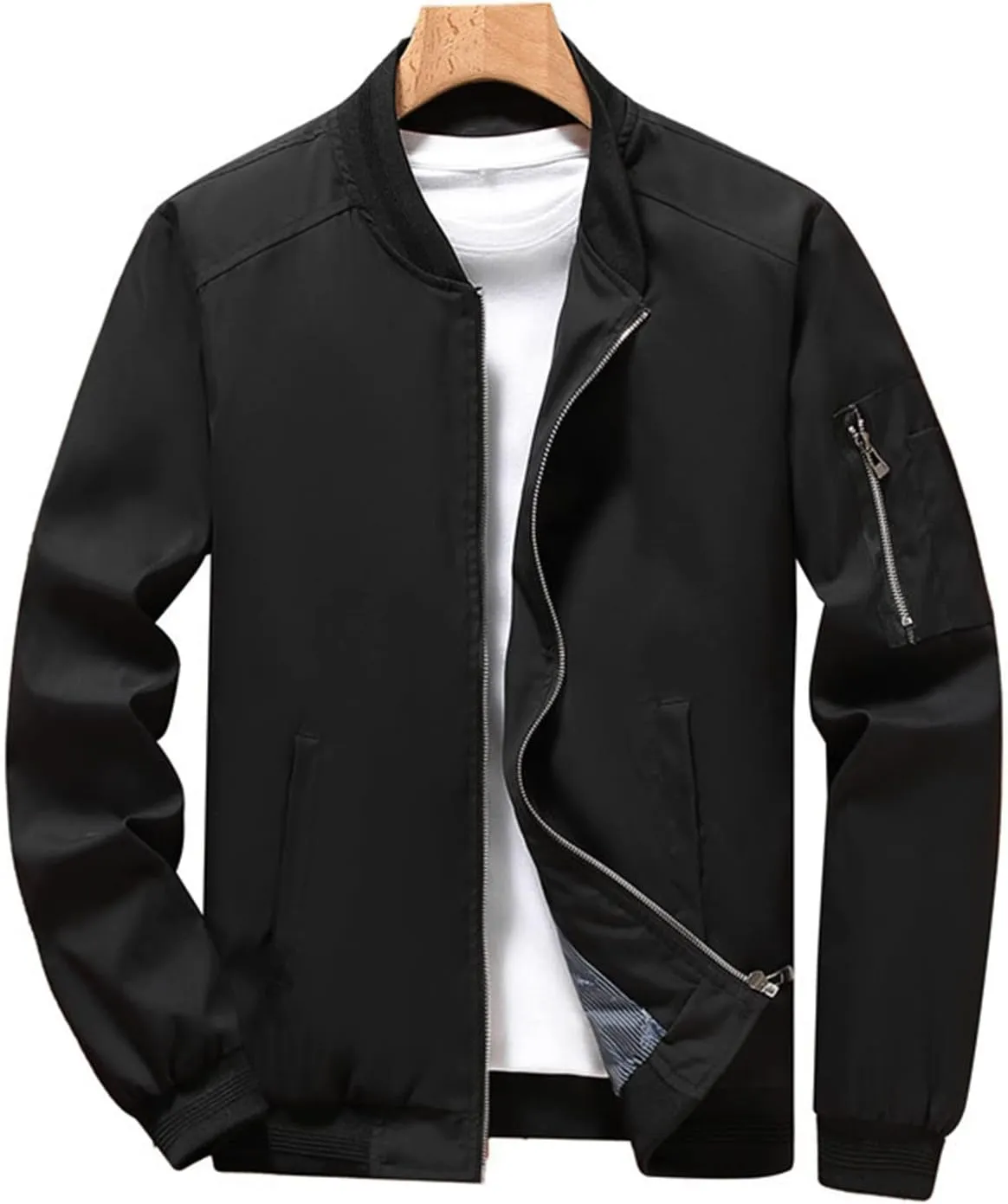 Ymosrh Men's Lightweight Jacket Jacket Casual Fall Winter Windbreaker Bomber Zip Up Coat with Pocket Jacket, XXXL-L6